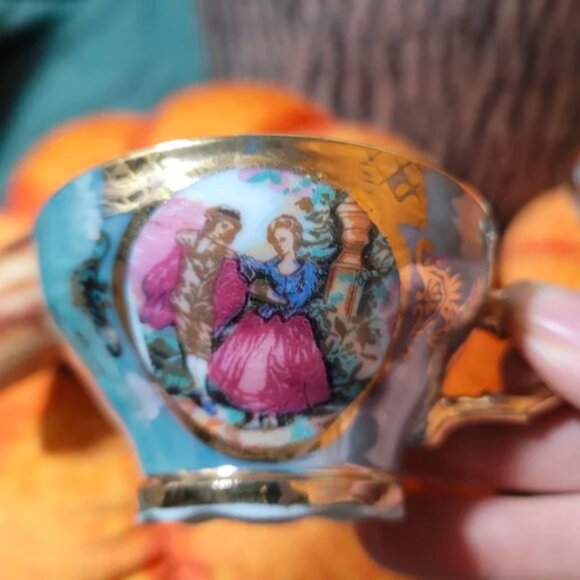 Vintage Japan Empress Bone China Teal Porcelain Tea Set - Picture 6 of 8